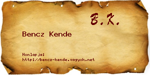 Bencz Kende névjegykártya